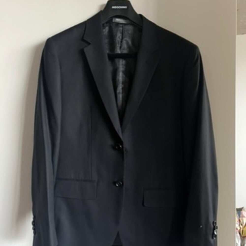 Indochino slim fit black suit EUC; Classic Black Two Piece Suit Jacket and Pants